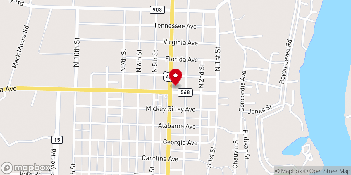 Map showing location of Ferriday