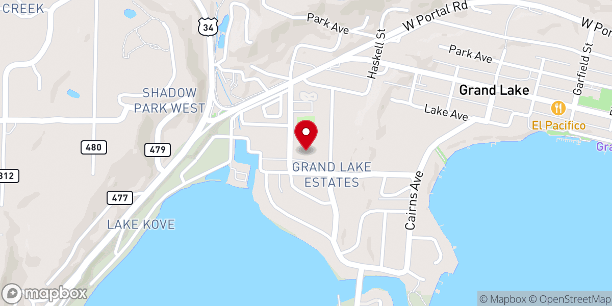 Map showing location of Grand Lake Center