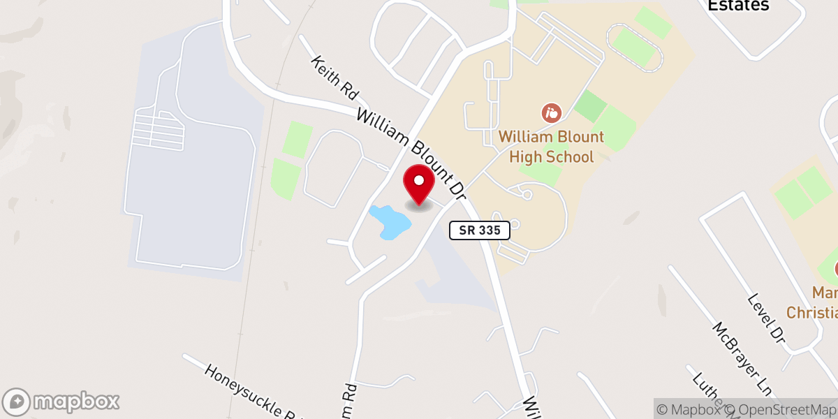 Map showing location of Vineyard Church Maryville