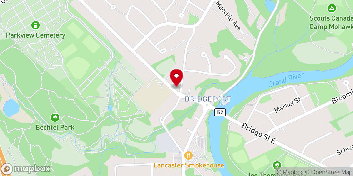Map showing location of Bridgeport United Church