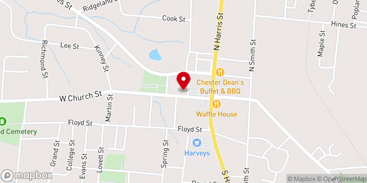 Map showing location of Sandersville United Methodist Church