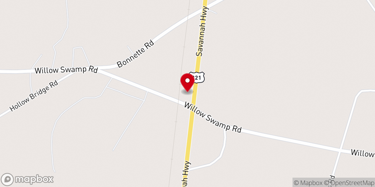 Map showing location of Spries Chapel Baptist Church