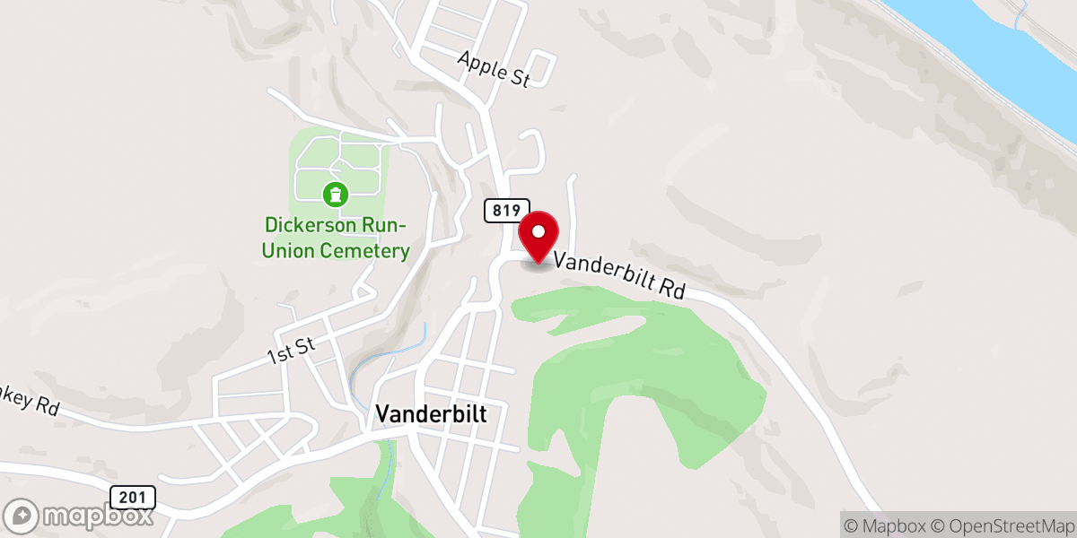 Map showing location of Vanderbilt Church of the Nazarene