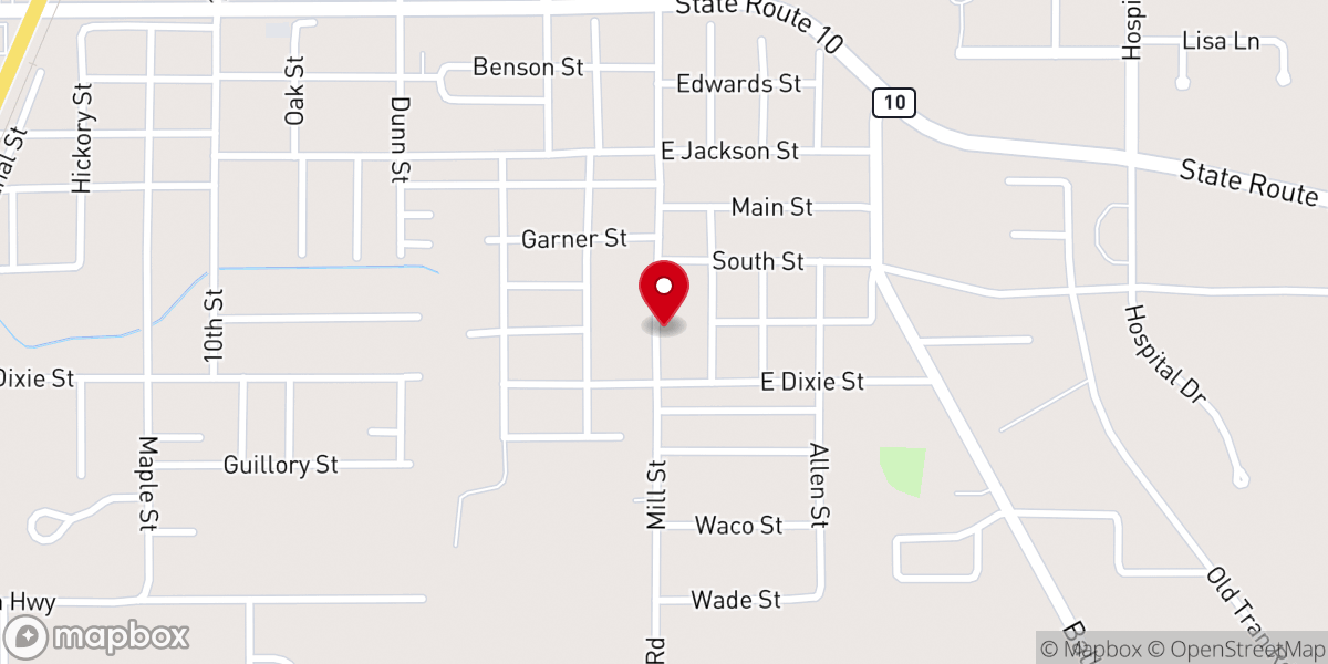 Map showing location of Rising Star Baptist Church