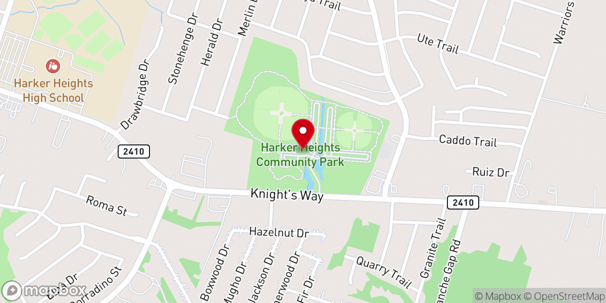 Map showing location of Harker Heights Community Park