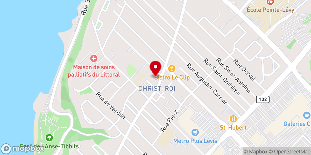 Map showing location of Église Christ-Roi