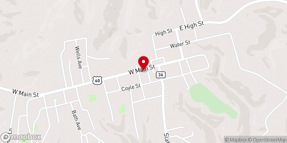 Map showing location of Owingsville United Methodist