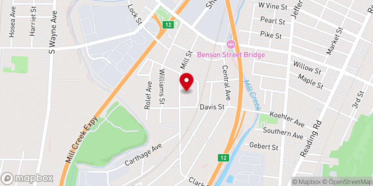 Map showing location of Lockland Christian Church