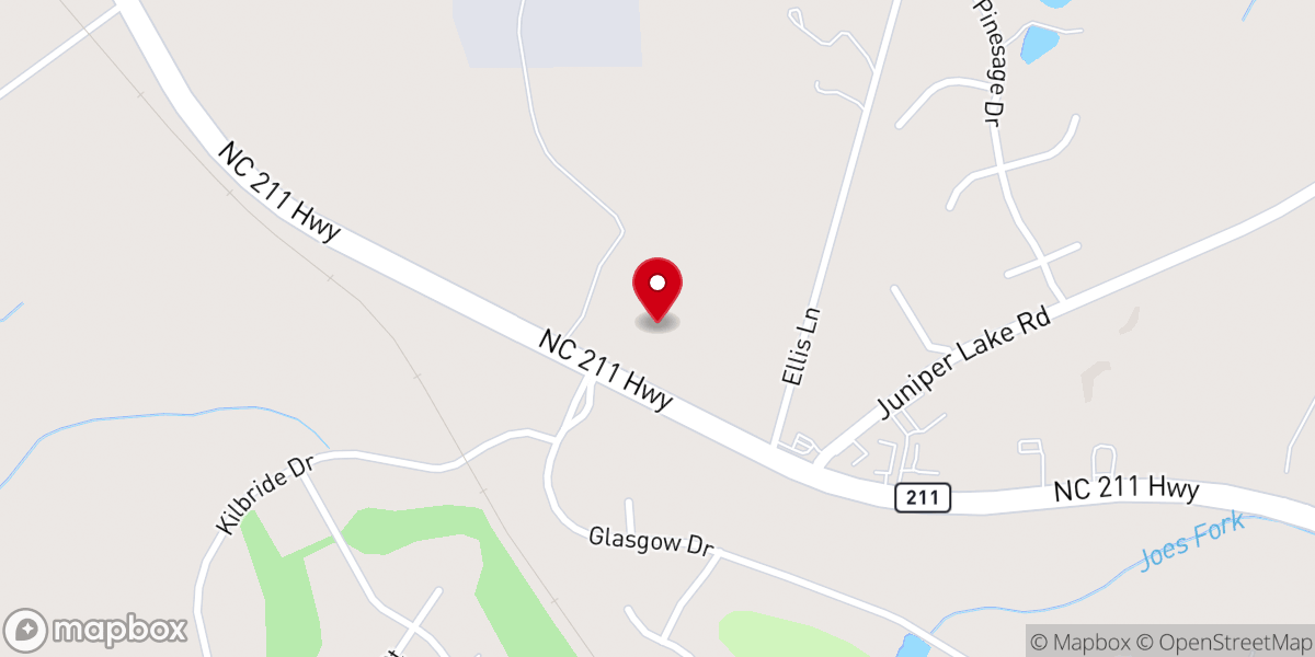 Map showing location of First Baptist Church of Pinehurst