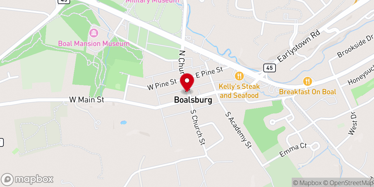 Map showing location of Boalsburg Yoga & Wellness