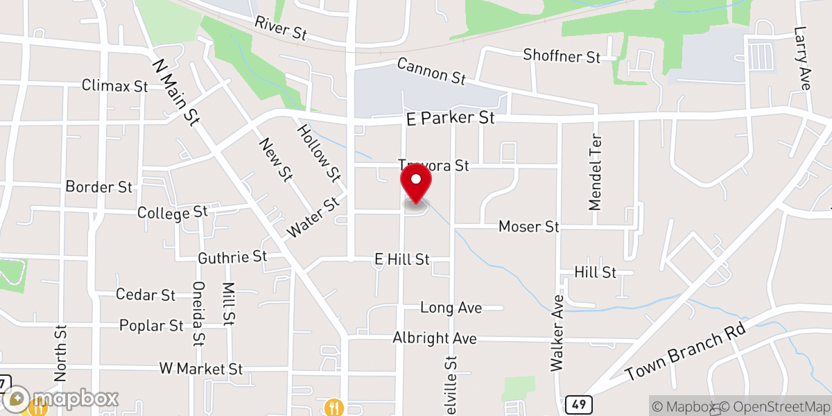 Map showing location of Tabernacle Baptist Church