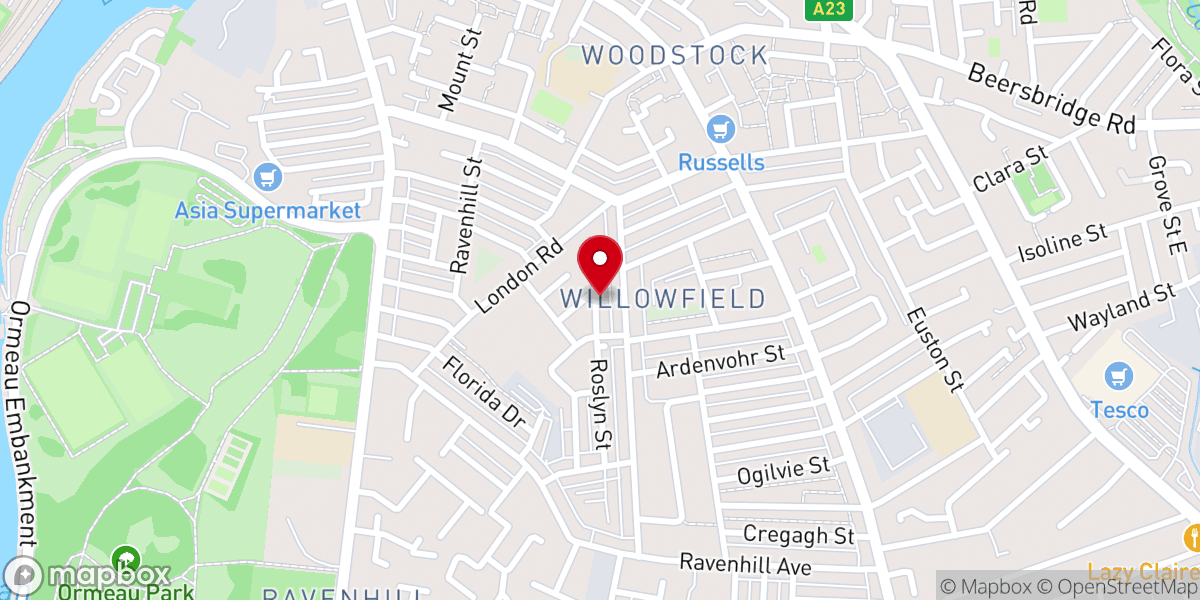 Map showing location of Emmanuel Evangelical Church