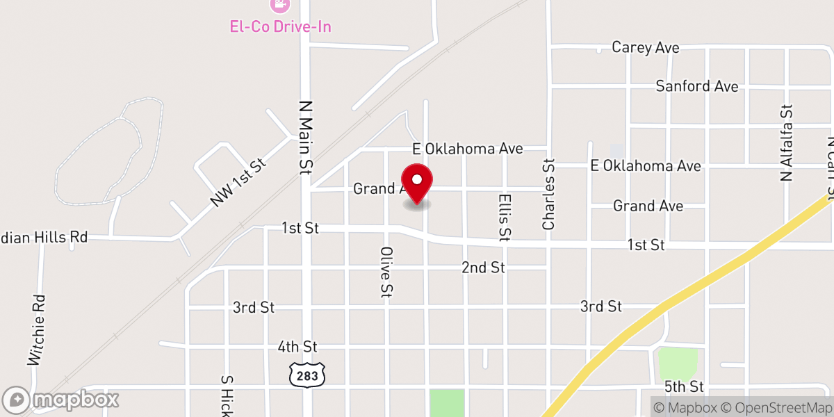 Map showing location of Assembly of God Church