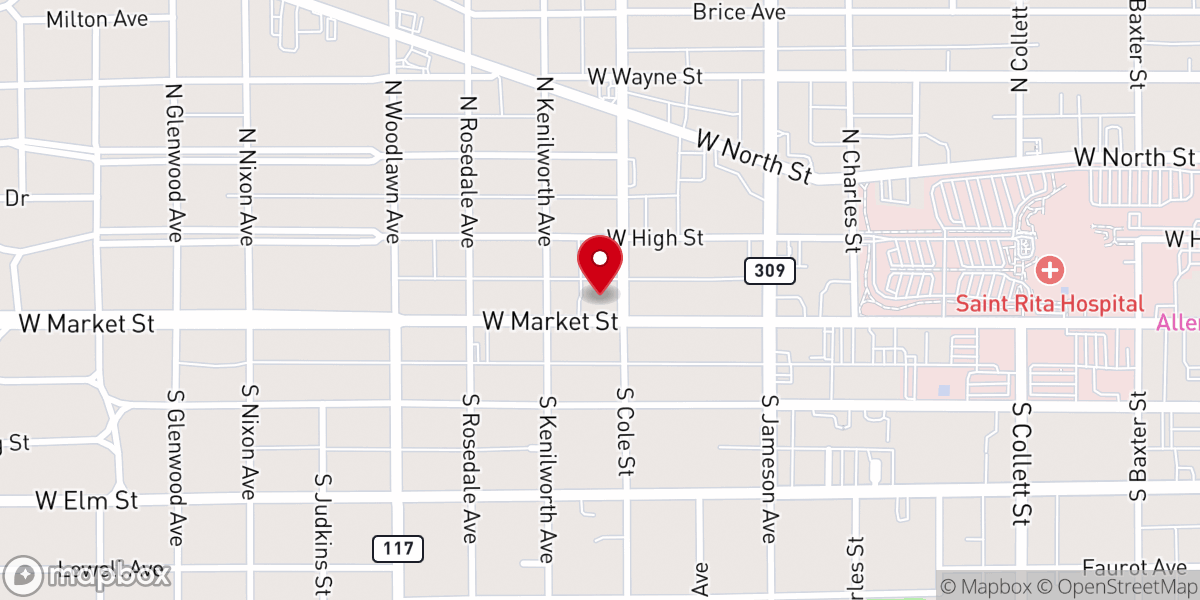 Map showing location of Market Street Presbyterian Church