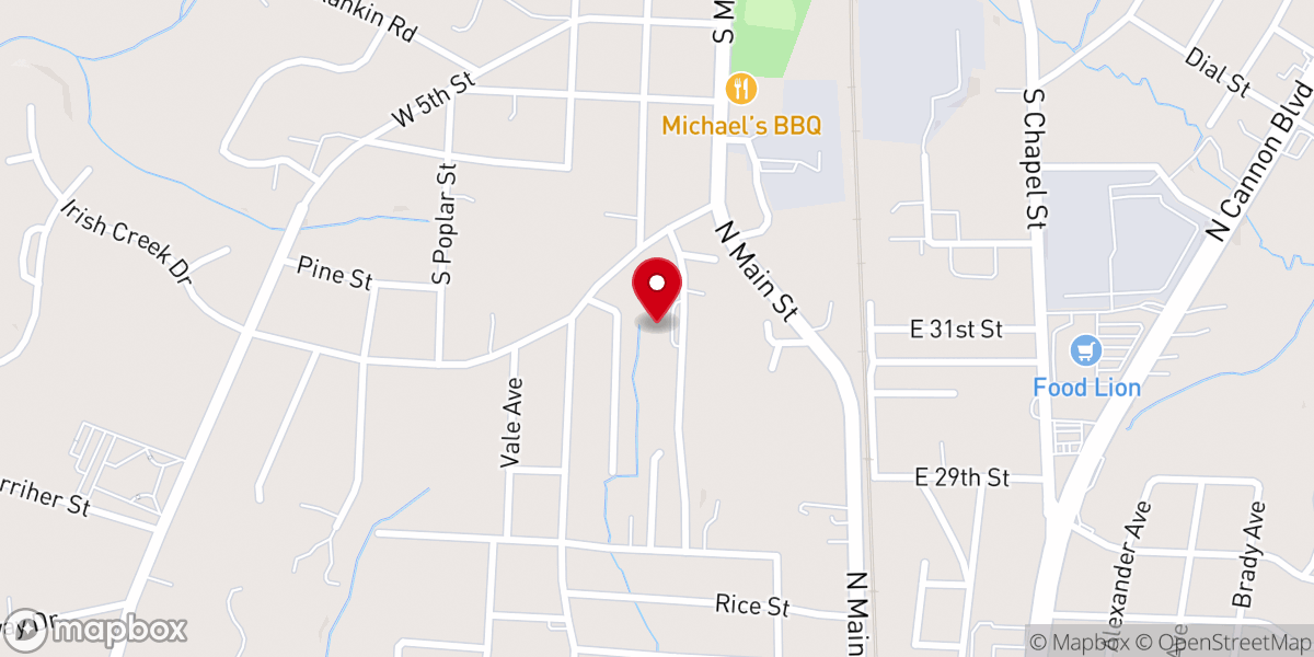 Map showing location of United Baptist Church