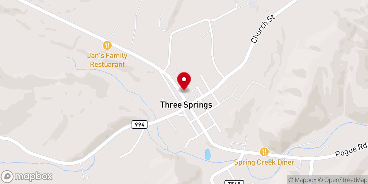 Map showing location of Three Springs First Methodist