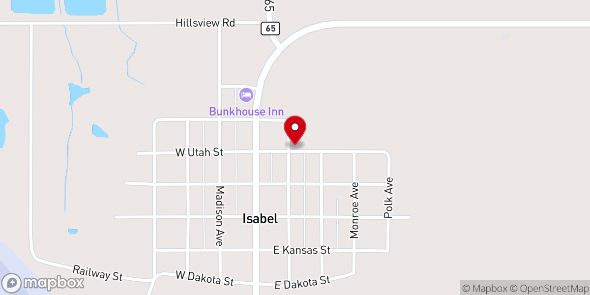 Map showing location of Isabel Baptist Church