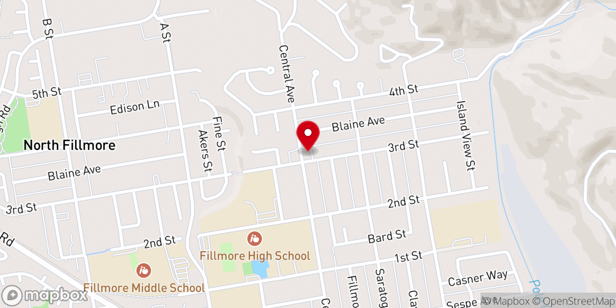 Map showing location of Fillmore Lutheran Church