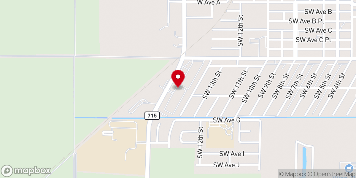 Map showing location of New Life Tabernacle Belle Glade, United Pentecostal Church