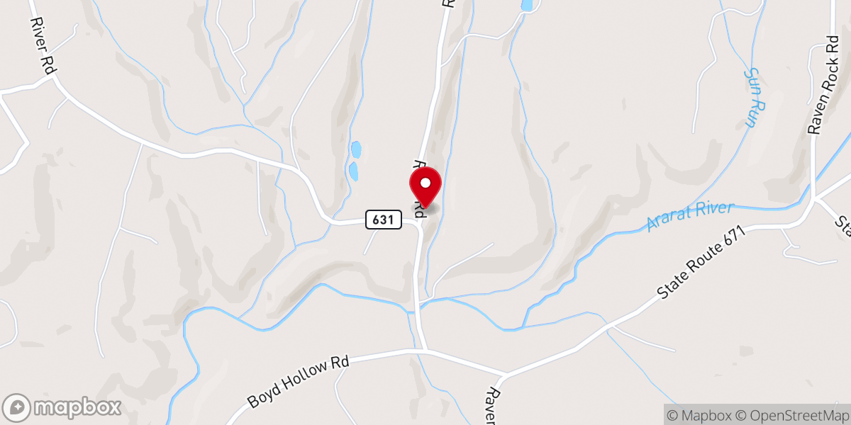 Map showing location of Ararat Church
