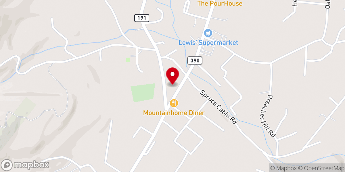 Map showing location of Mountainhome United Methodist Church
