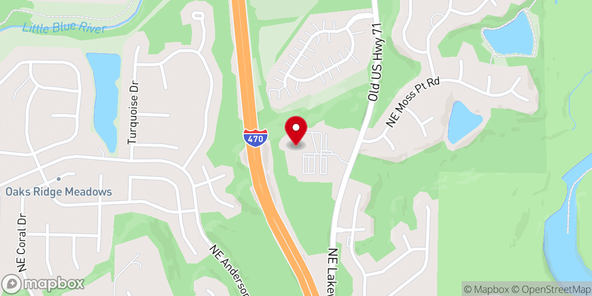 Map showing location of Crown Pointe Church