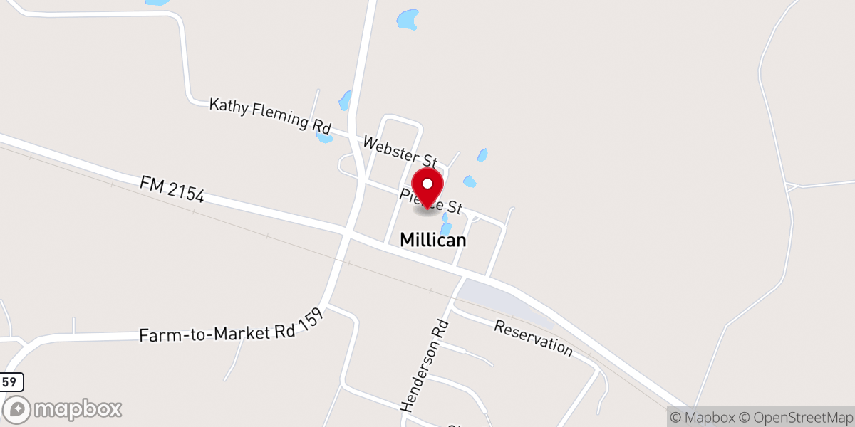 Map showing location of Millican Community Center