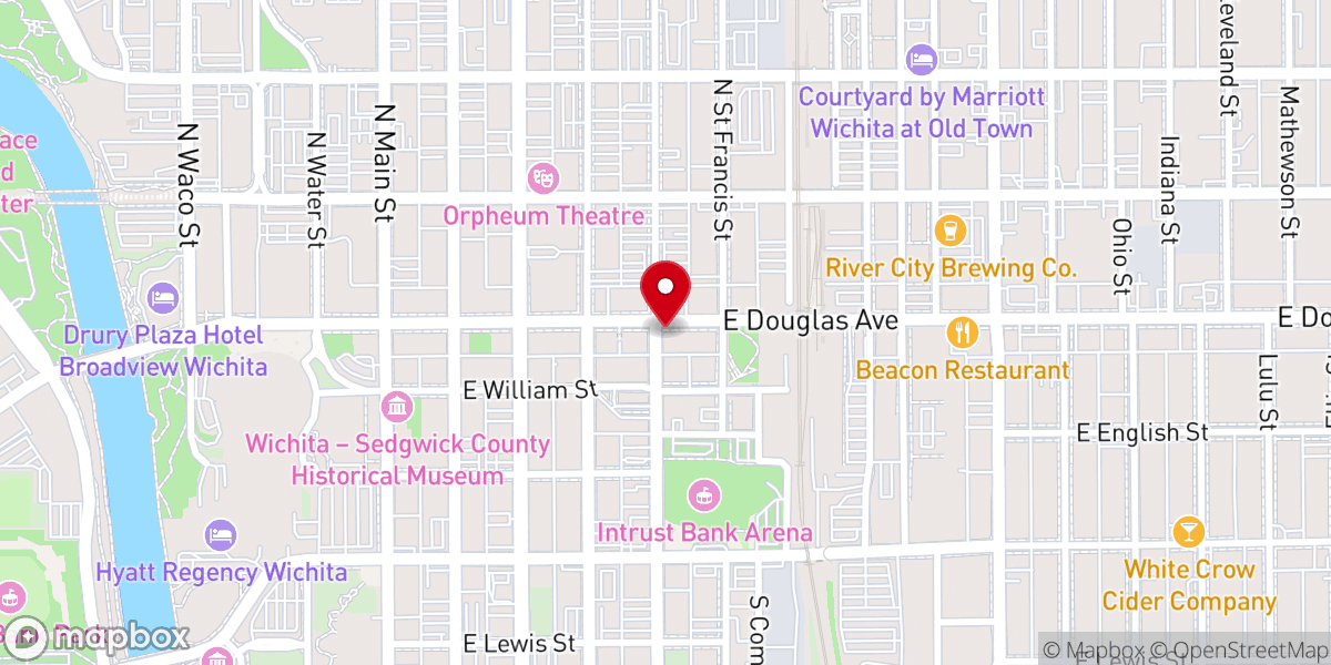 Map showing location of Greater Wichita Ministerial League Inc