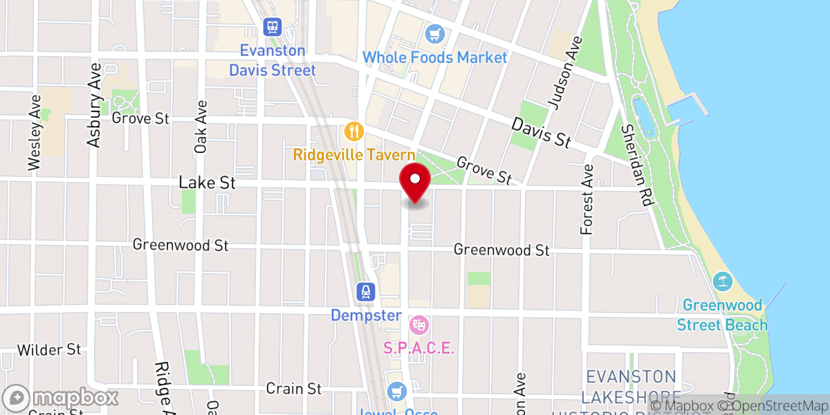 Map showing location of First Presbyterian Church of Evanston