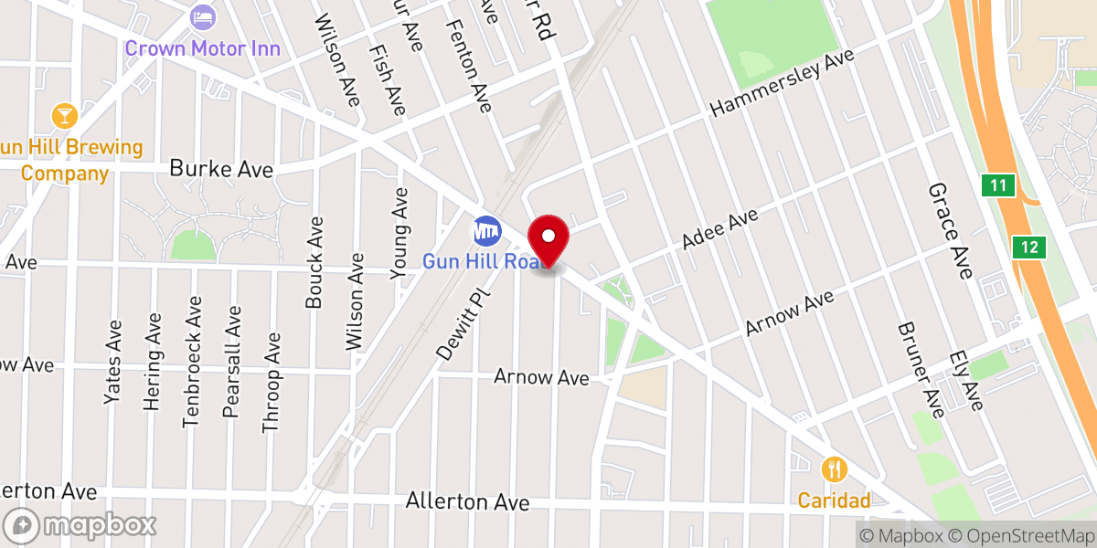 Map showing location of Bronx Pentecostal Tabernacle