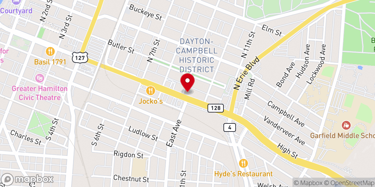 Map showing location of High Street Baptist Church