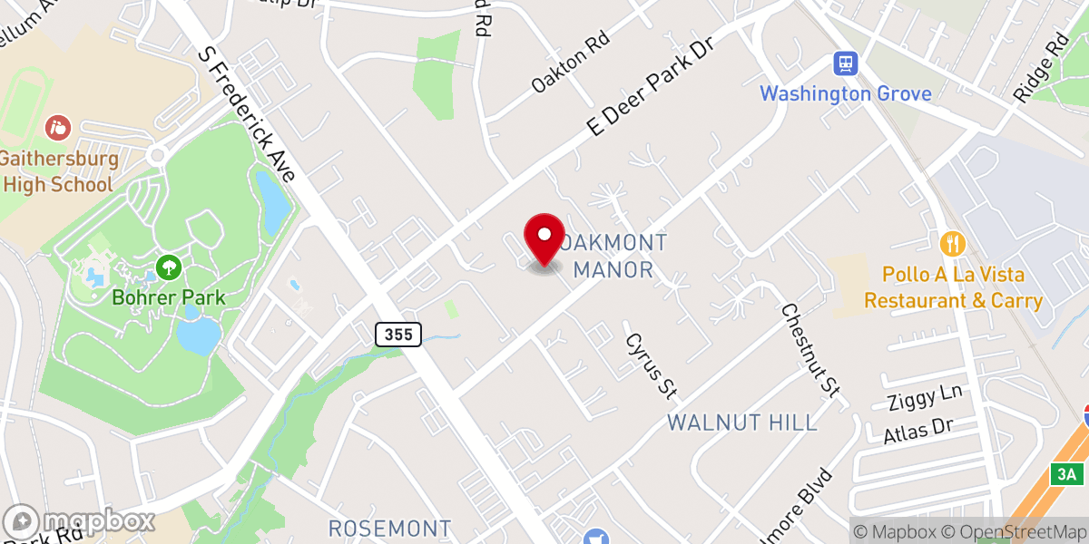 Map showing location of Unity of Gaithersburg