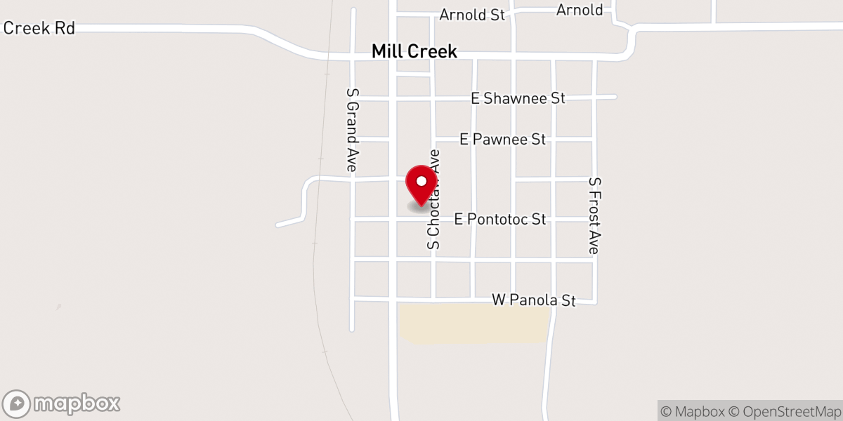 Map showing location of Mill Creek First Baptist Church