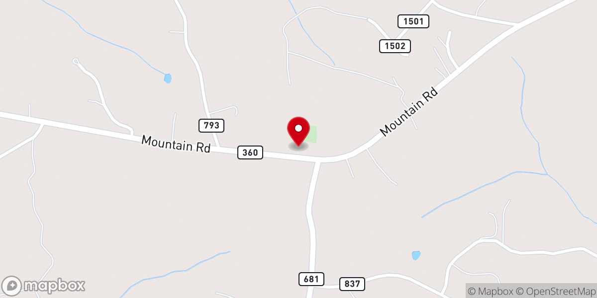 Map showing location of New Bethel Baptist Church