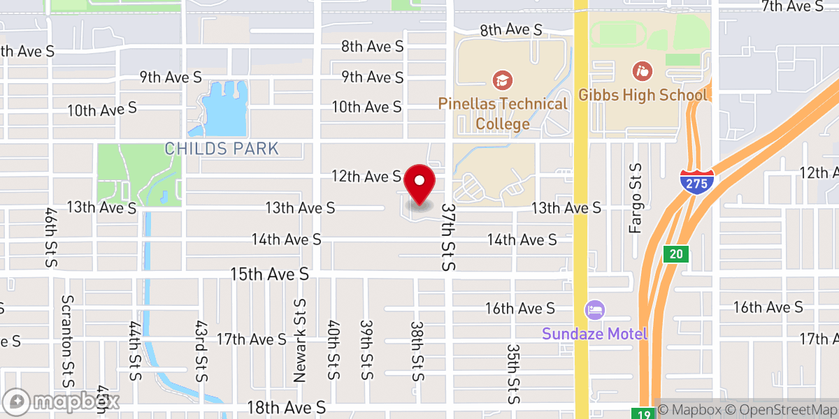 Map showing location of St. Mark Missionary Baptist Church
