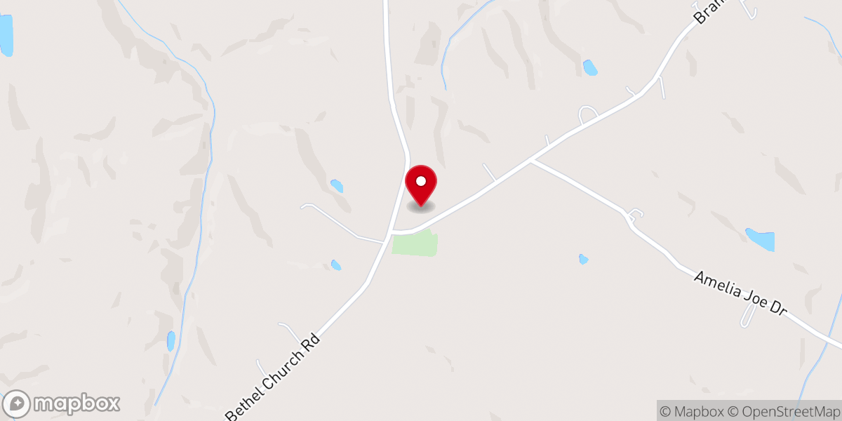 Map showing location of Bethel Baptist Church