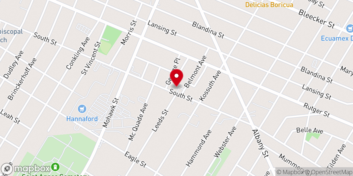 Map showing location of Hope Chapel A.M.E. Zion Church
