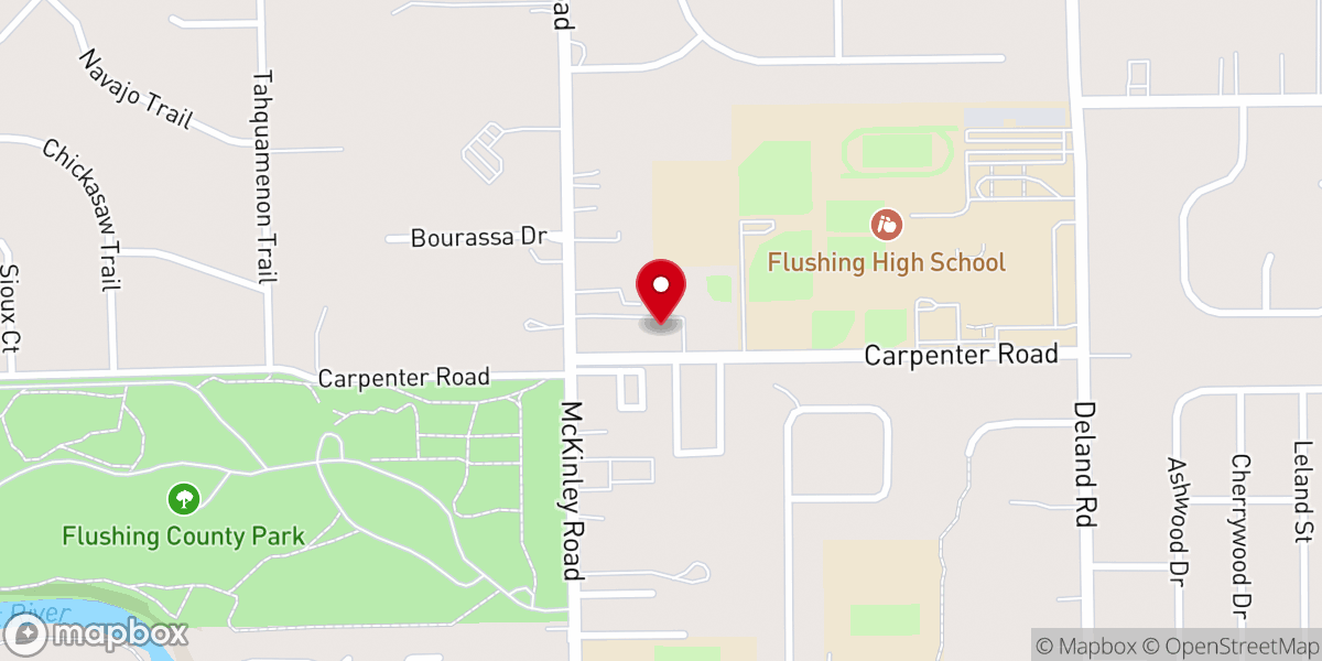 Map showing location of Flushing Presbyterian Church