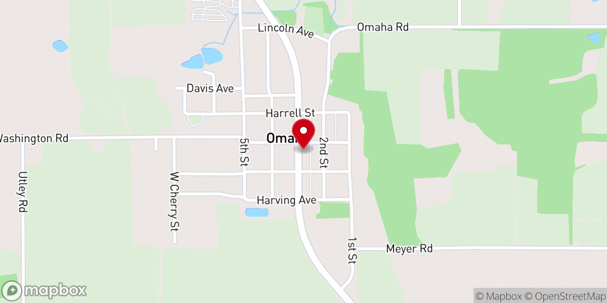Map showing location of Omaha General Baptist Church