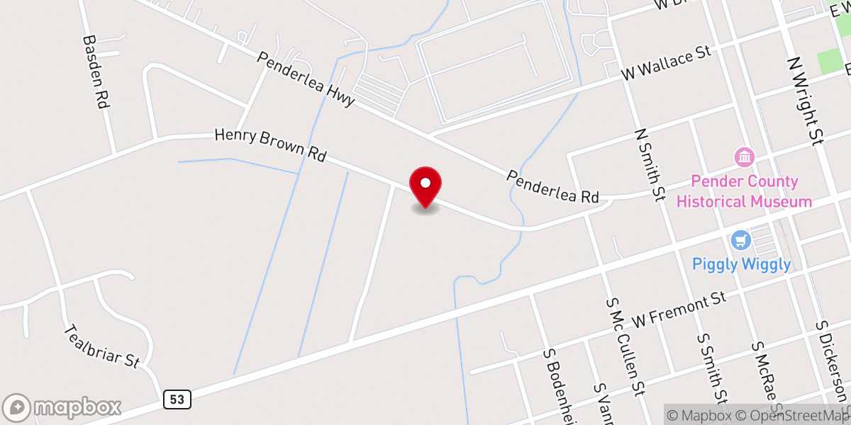 Map showing location of Burgaw Seventh Day Adventists