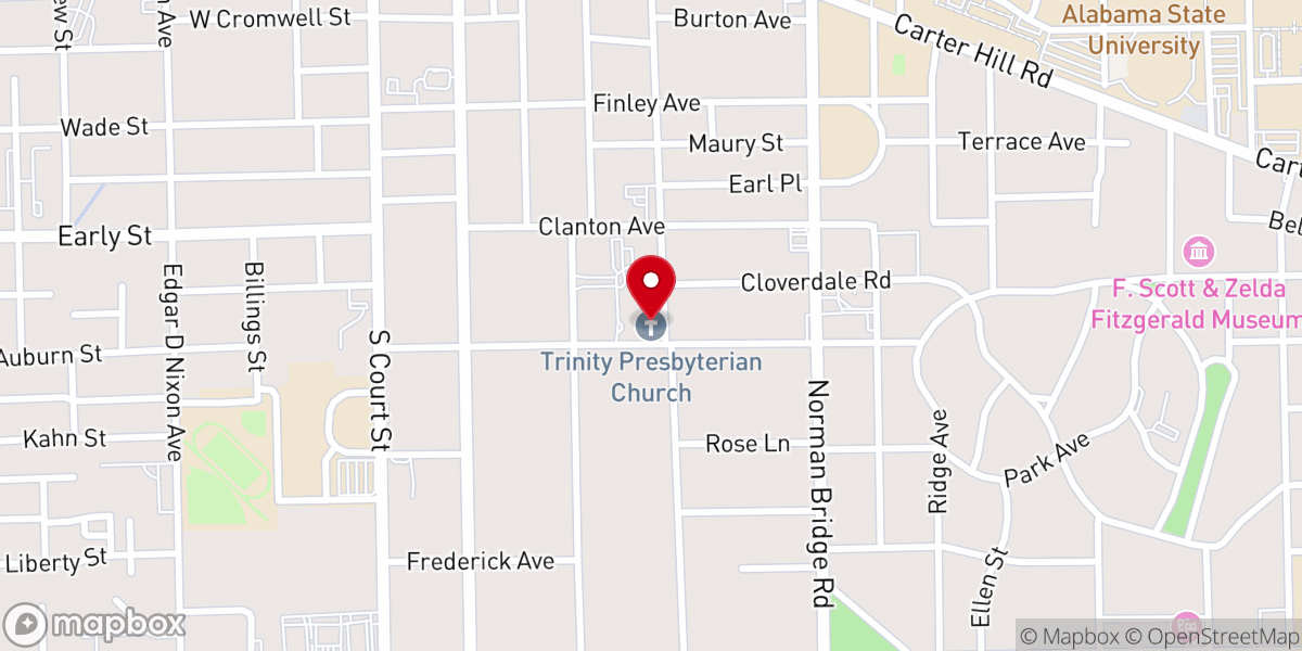Map showing location of Trinity Presbyterian Church