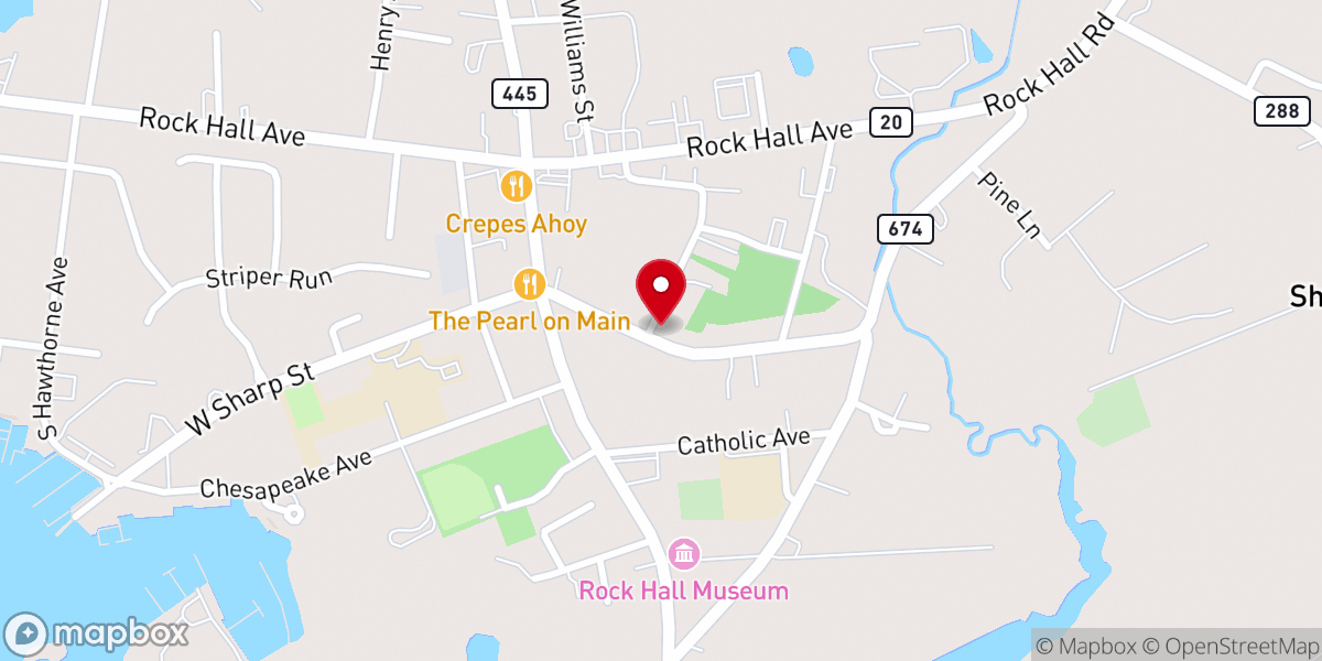 Map showing location of Rock Hall Seventh-day Adventist Church