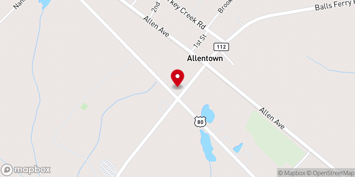 Map showing location of Allentown Methodist Church