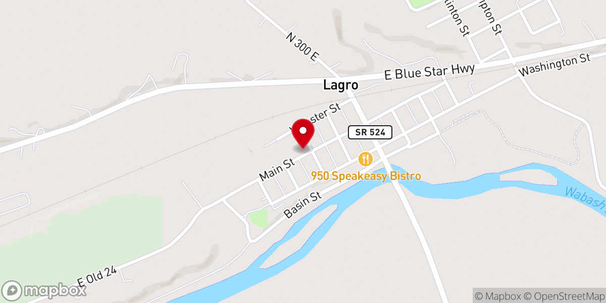 Map showing location of Lagro Fellowship Church
