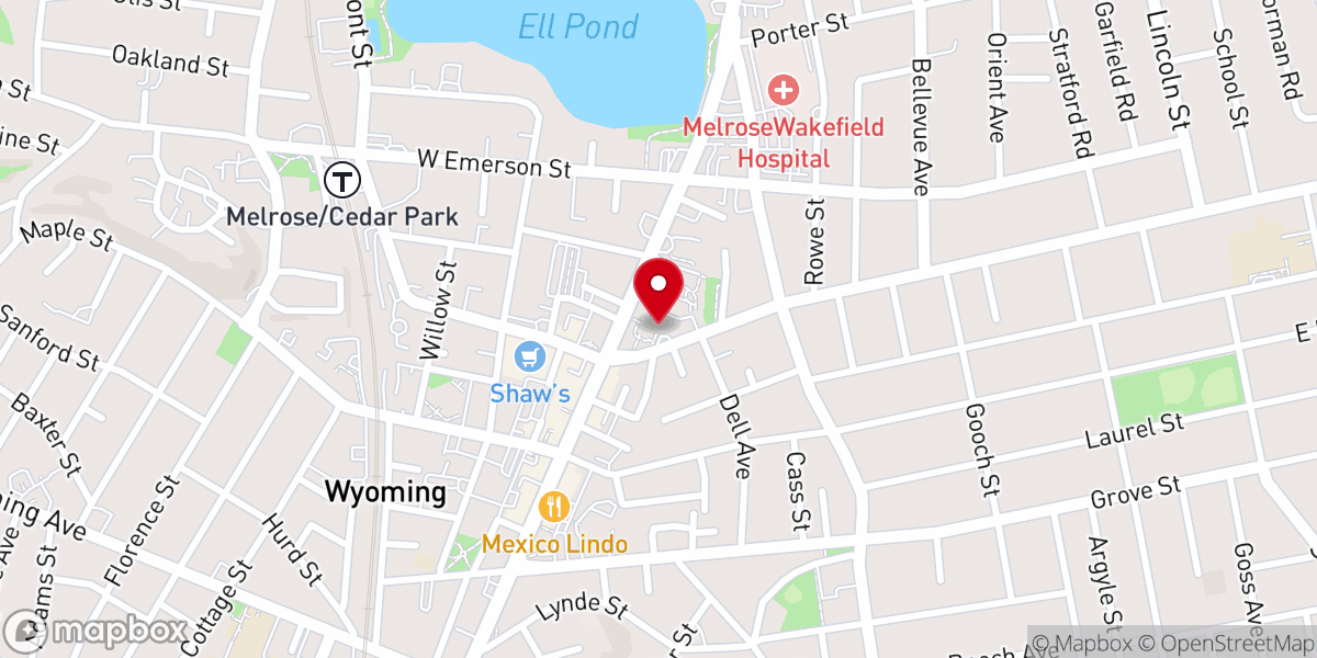 Map showing location of First Baptist Church of Melrose
