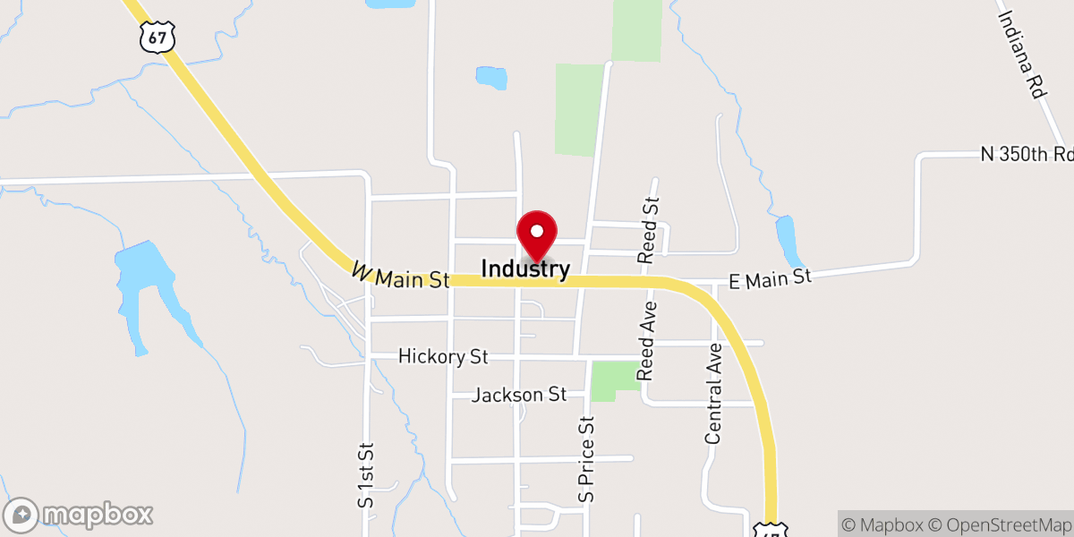 Map showing location of Industry United Methodist Church