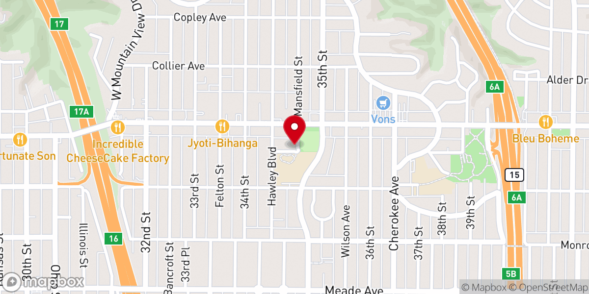 Map showing location of Normal Heights United Church