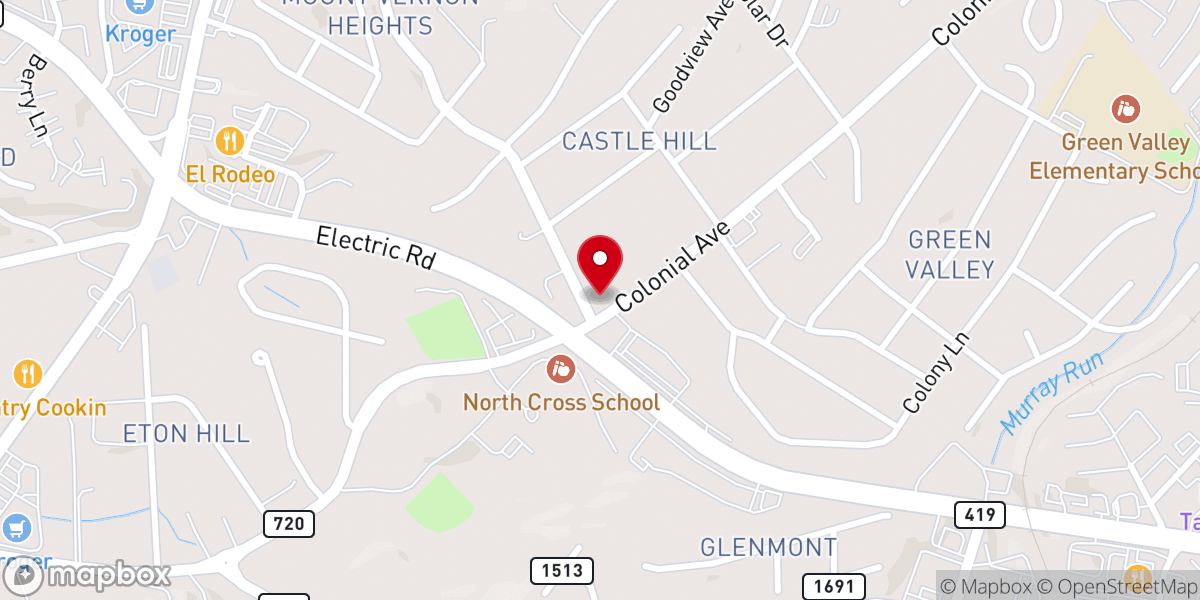 Map showing location of Calvary Baptist Church