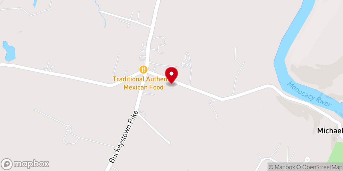 Map showing location of Buckeystown United Methodist Church