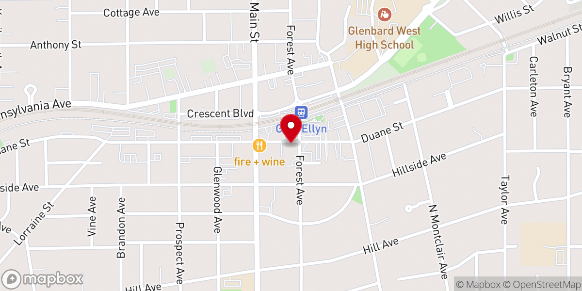 Map showing location of First United Methodist Church of Glen Ellyn